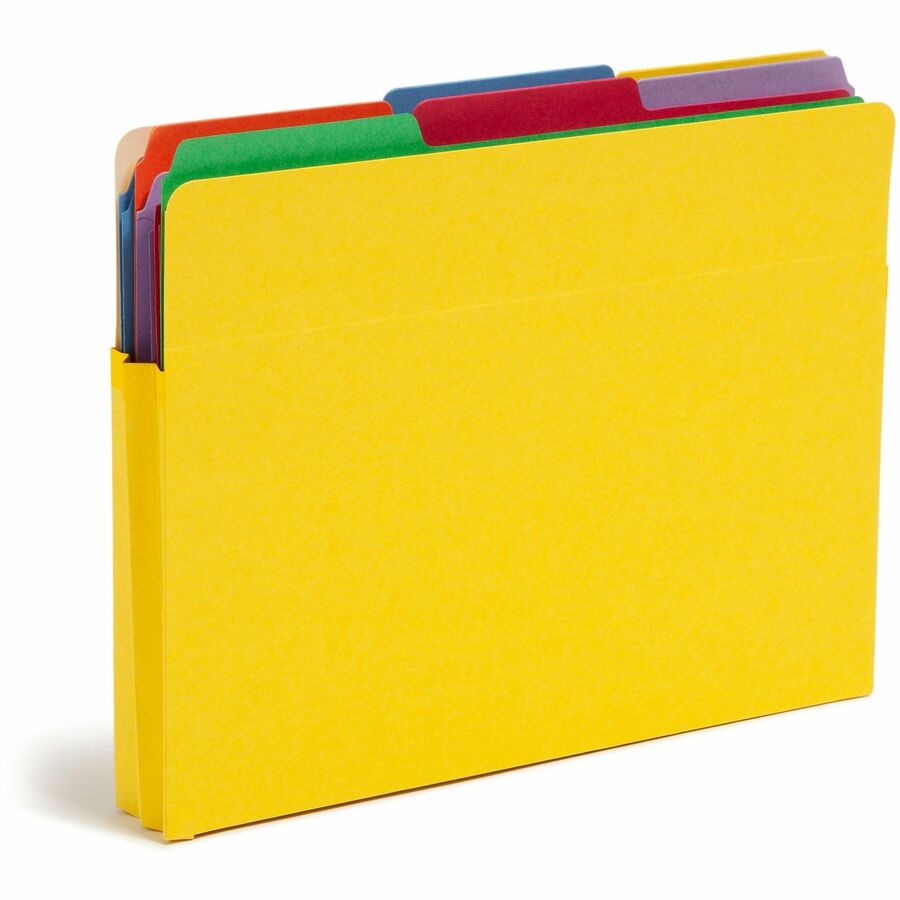 Smead Straight Tab Cut Letter Recycled File Pocket - 8 1/2" x 11" - 1 3/4" Expansion - Top Tab Location - 9 pt. - Yellow - Tear Resistant - 10% Recycled - 1 Each
