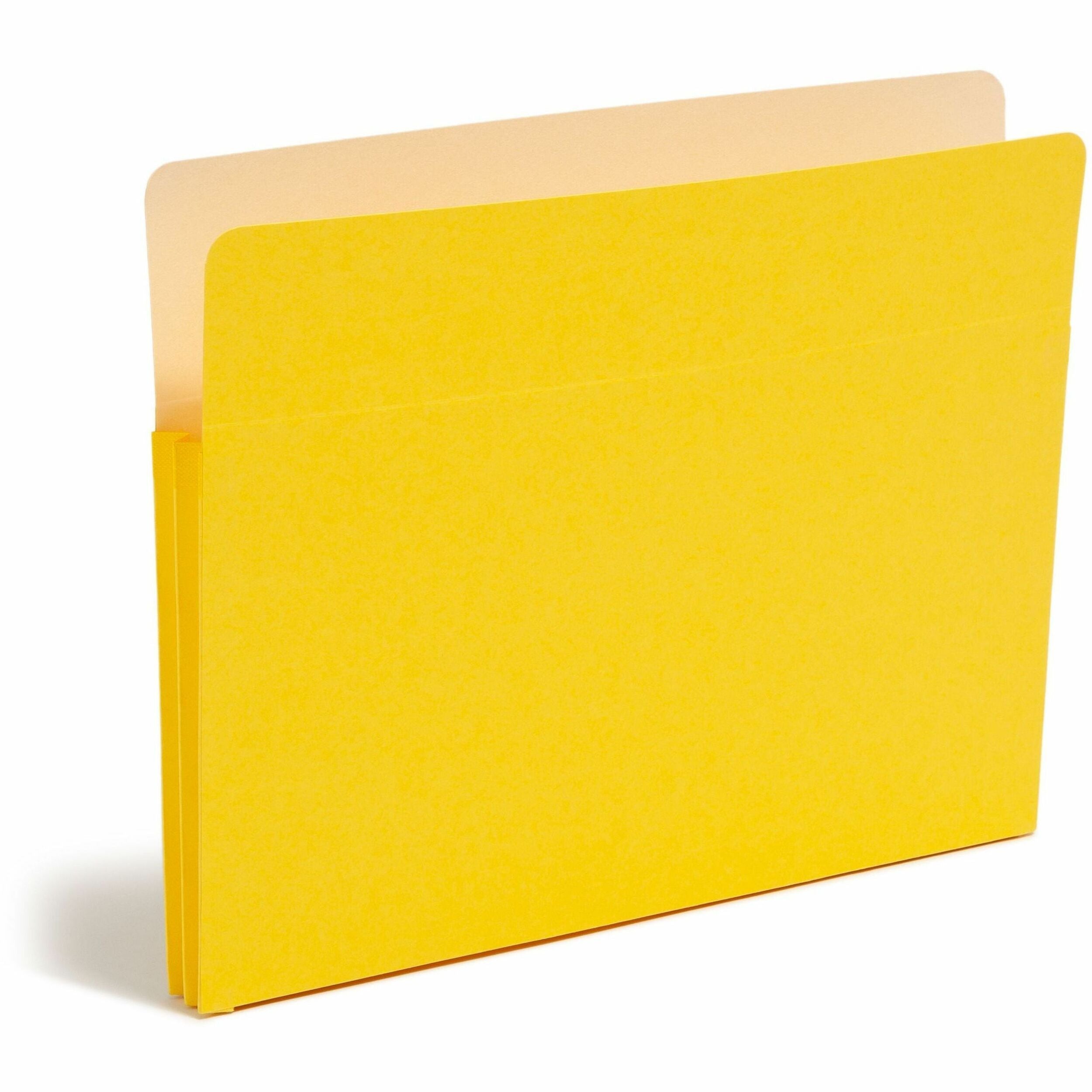 Smead Straight Tab Cut Letter Recycled File Pocket - 8 1/2" x 11" - 1 3/4" Expansion - Top Tab Location - 9 pt. - Yellow - Tear Resistant - 10% Recycled - 1 Each