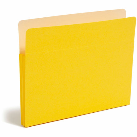 Smead Straight Tab Cut Letter Recycled File Pocket - 8 1/2" x 11" - 1 3/4" Expansion - Top Tab Location - 9 pt. - Yellow - Tear Resistant - 10% Recycled - 1 Each