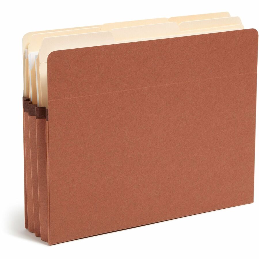 Smead Straight Tab Cut Letter Recycled File Pocket - 8 1/2" x 11" - 3 1/2" Expansion - Top Tab Location - 12.5 pt. - Redrope - Tear Proof, Tear Resistant, Rounded Corner, Reinforced Gusset - 30% Recycled - 25 / Box