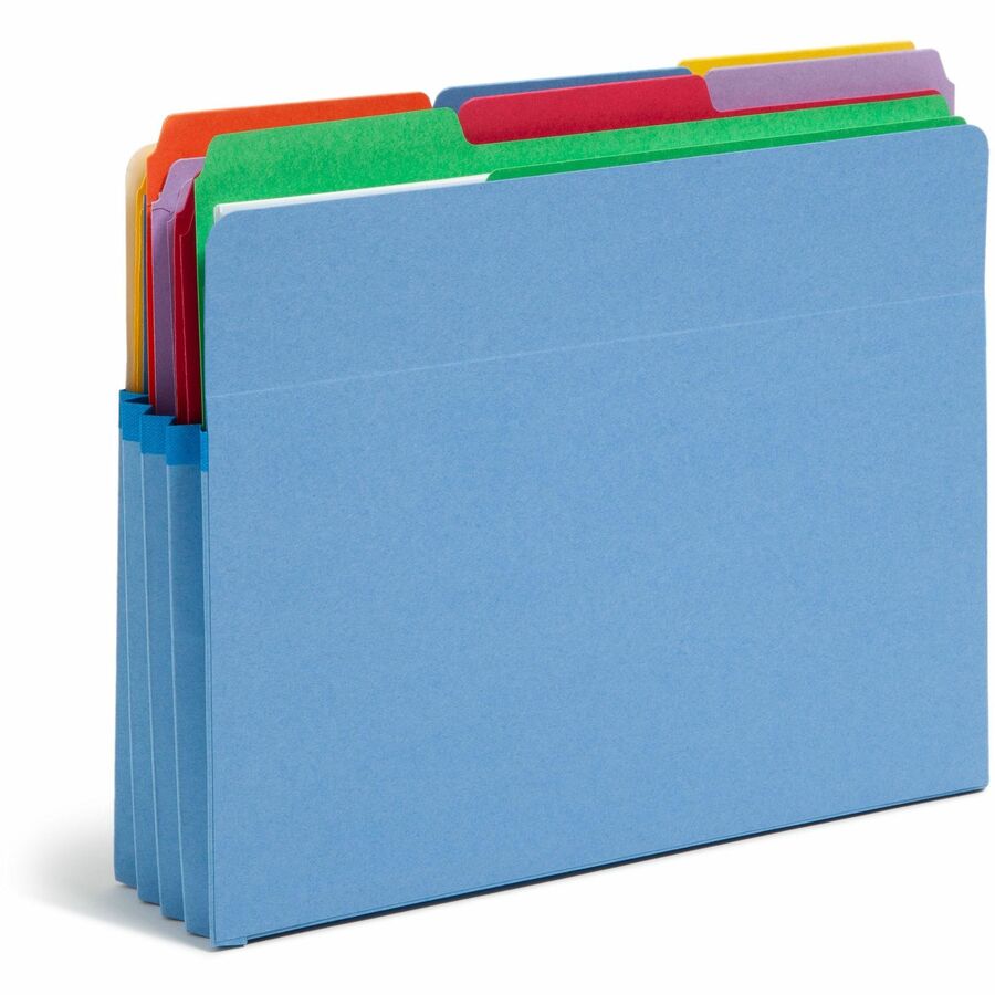 Smead Straight Tab Cut Letter Recycled File Pocket - 8 1/2" x 11" - 3 1/2" Expansion - Top Tab Location - 9 pt. - Blue - Tear Resistant - 10% Recycled - 1 Each