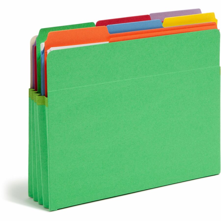 Smead Straight Tab Cut Letter Recycled File Pocket - 8 1/2" x 11" - 3 1/2" Expansion - Top Tab Location - 9 pt. - Card Stock - Green - Tear Resistant - 10% Recycled - 1 Each