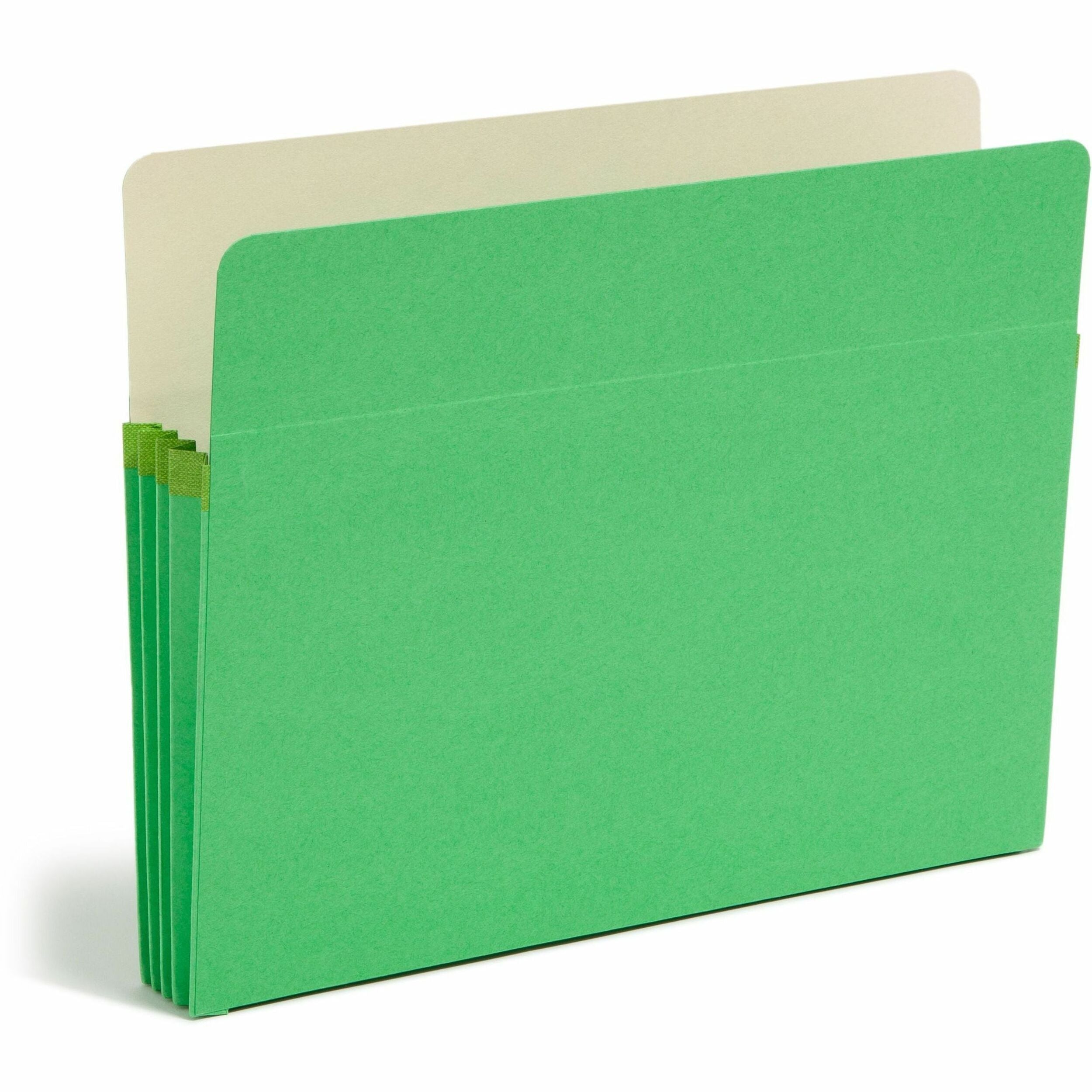 Smead Straight Tab Cut Letter Recycled File Pocket - 8 1/2" x 11" - 3 1/2" Expansion - Top Tab Location - 9 pt. - Card Stock - Green - Tear Resistant - 10% Recycled - 1 Each