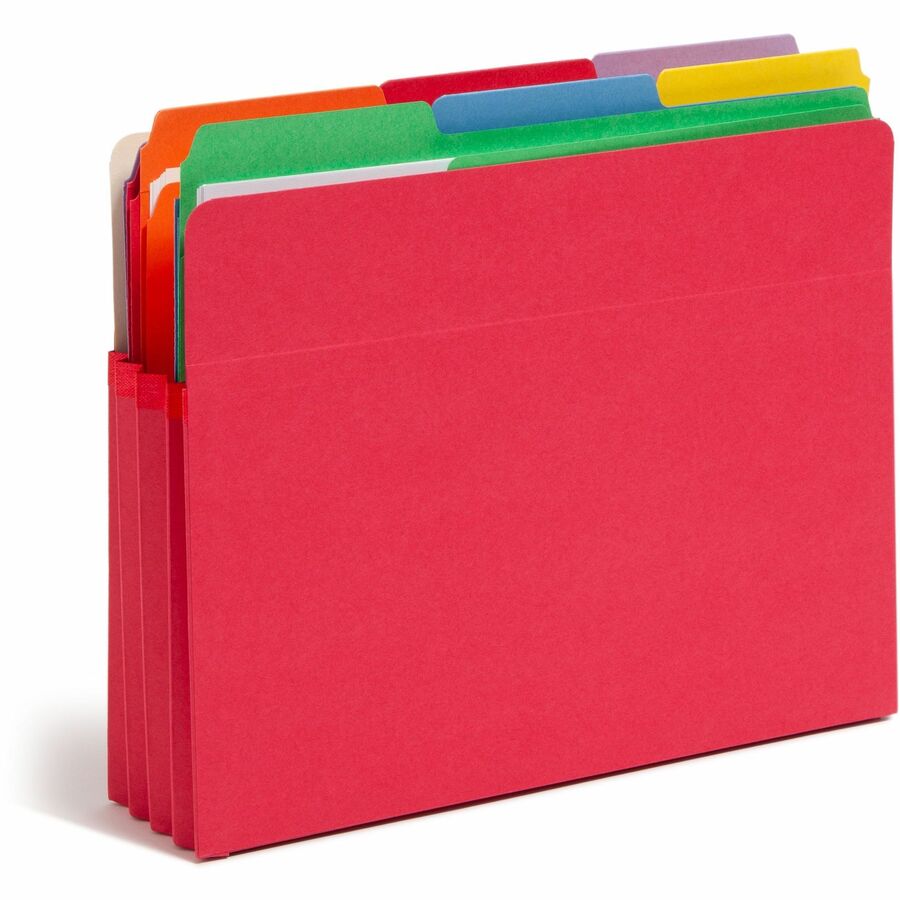 Smead Straight Tab Cut Letter Recycled File Pocket - 8 1/2" x 11" - 3 1/2" Expansion - Top Tab Location - 9 pt. - Red - Tear Resistant - 10% Recycled - 1 Each