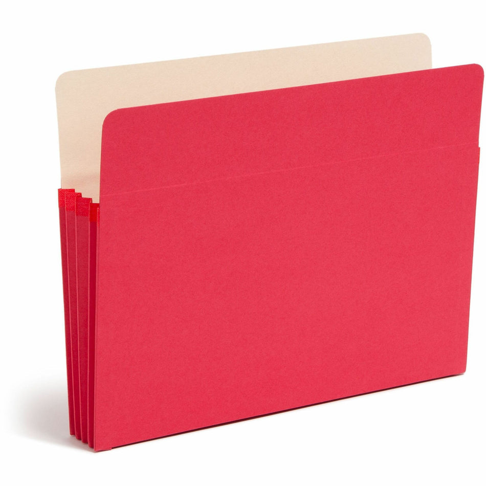 Smead Straight Tab Cut Letter Recycled File Pocket - 8 1/2" x 11" - 3 1/2" Expansion - Top Tab Location - 9 pt. - Red - Tear Resistant - 10% Recycled - 1 Each