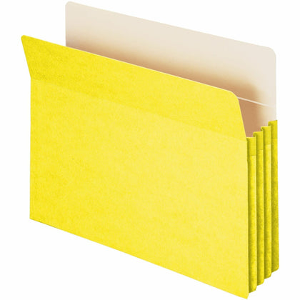 Smead Straight Tab Cut Letter Recycled File Pocket - 8 1/2" x 11" - 3 1/2" Expansion - Top Tab Location - Card Stock - Yellow - 10% Recycled - 1 Each