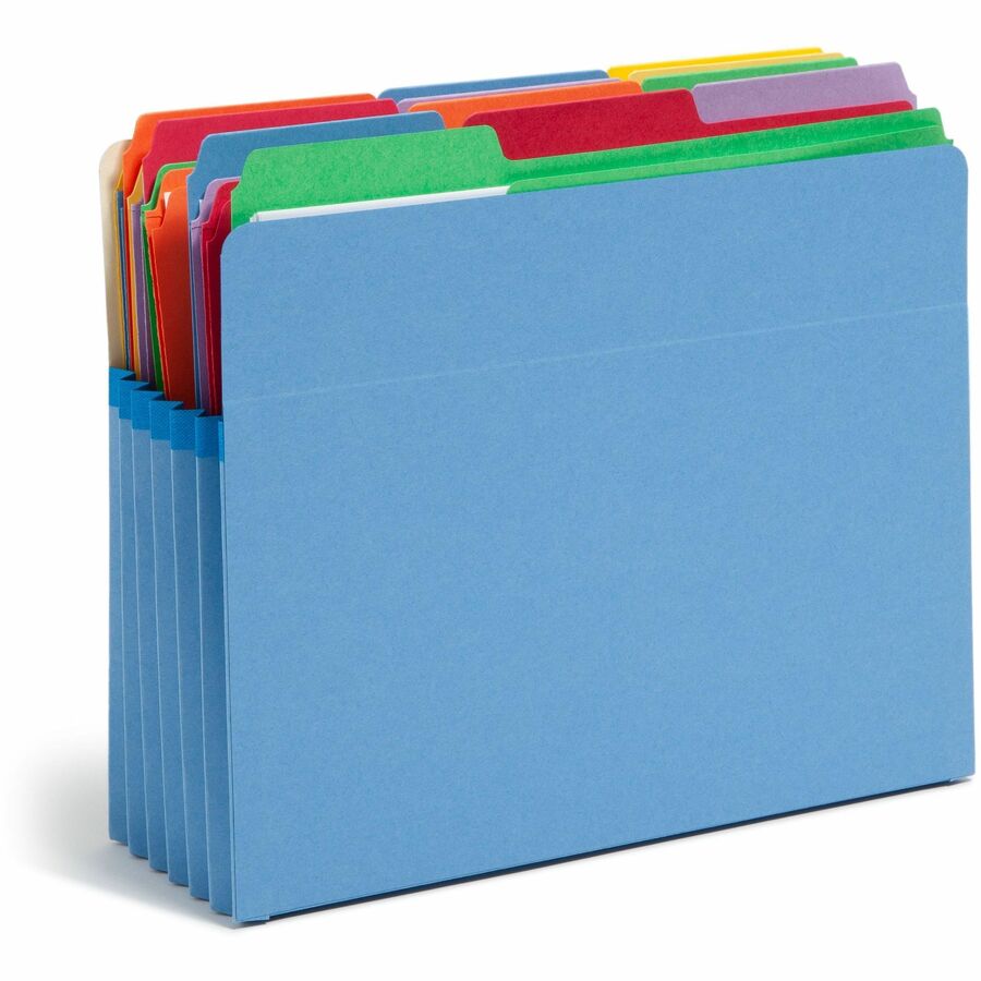 Smead Straight Tab Cut Letter Recycled File Pocket - 8 1/2" x 11" - 5 1/4" Expansion - Top Tab Location - 9 pt. - Blue - Tear Resistant - 10% Recycled - 1 Each