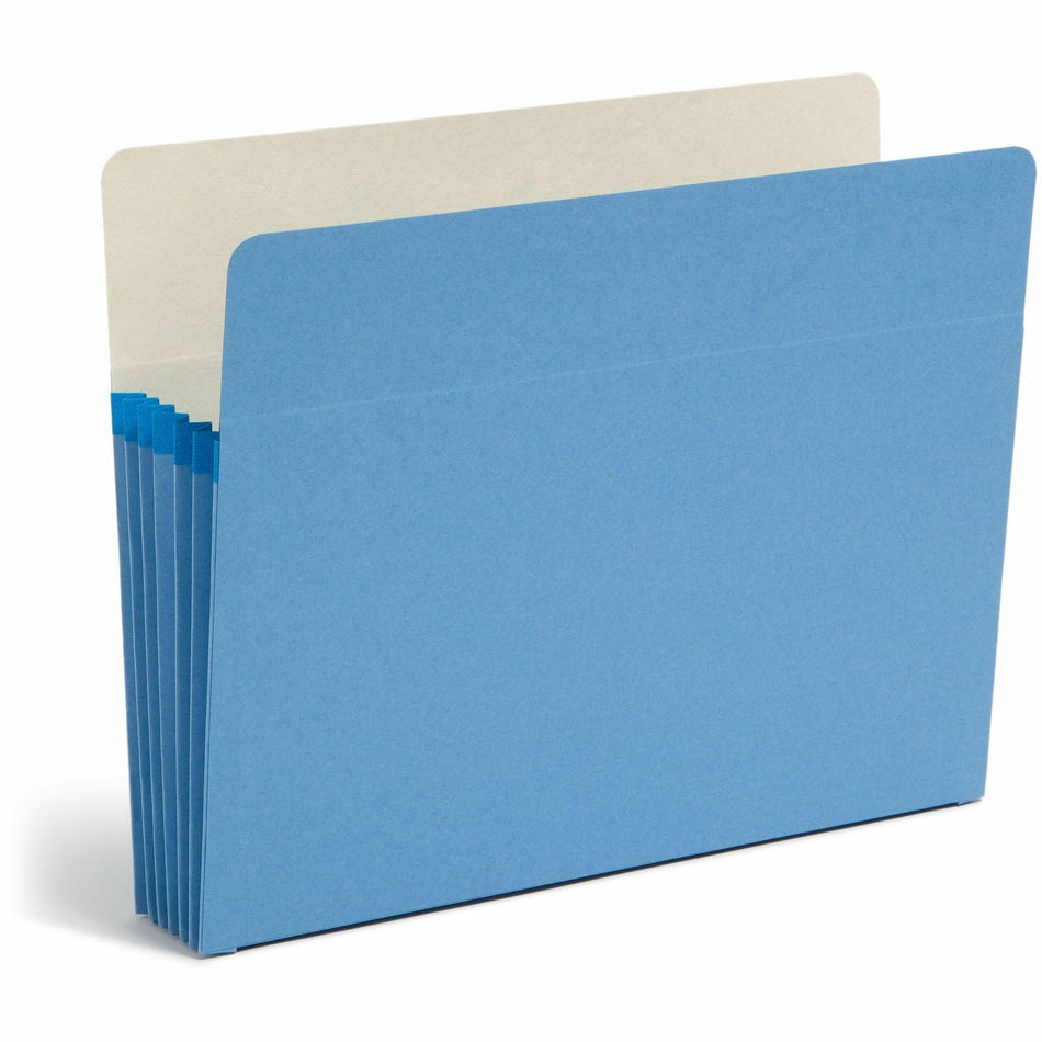 Smead Straight Tab Cut Letter Recycled File Pocket - 8 1/2" x 11" - 5 1/4" Expansion - Top Tab Location - 9 pt. - Blue - Tear Resistant - 10% Recycled - 1 Each