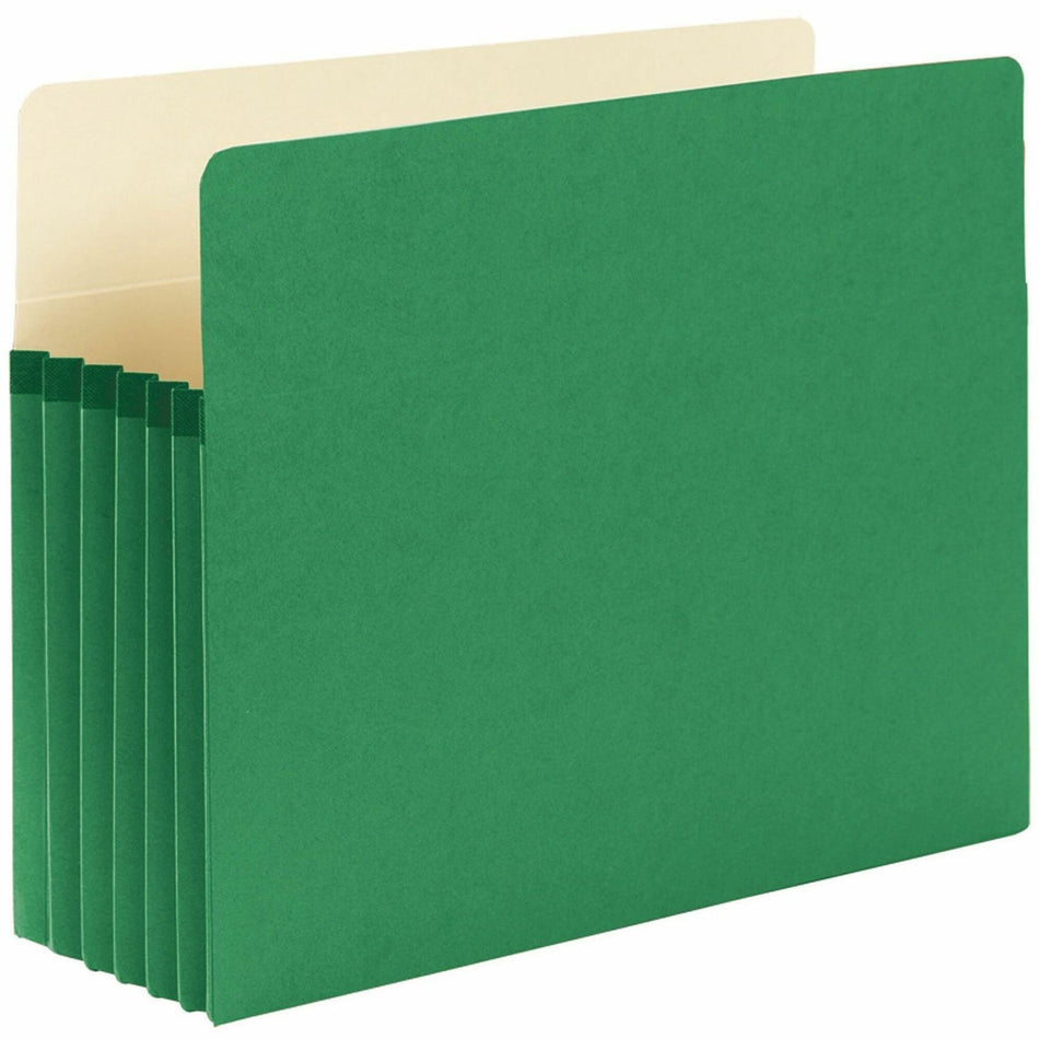 Smead Straight Tab Cut Letter Recycled File Pocket - 8 1/2" x 11" - 5 1/4" Expansion - Top Tab Location - 9 pt. - Green - Tear Resistant - 10% Recycled - 1 Each