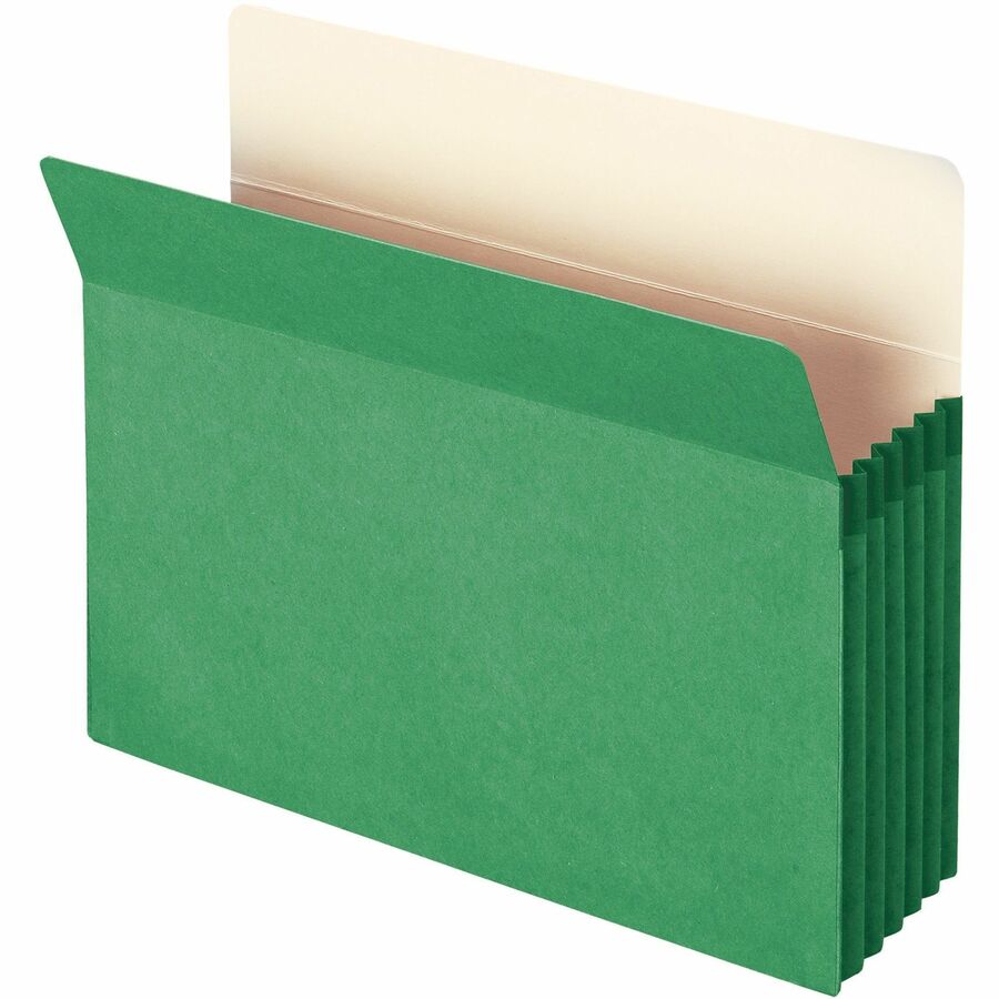 Smead Straight Tab Cut Letter Recycled File Pocket - 8 1/2" x 11" - 5 1/4" Expansion - Top Tab Location - 9 pt. - Green - Tear Resistant - 10% Recycled - 1 Each