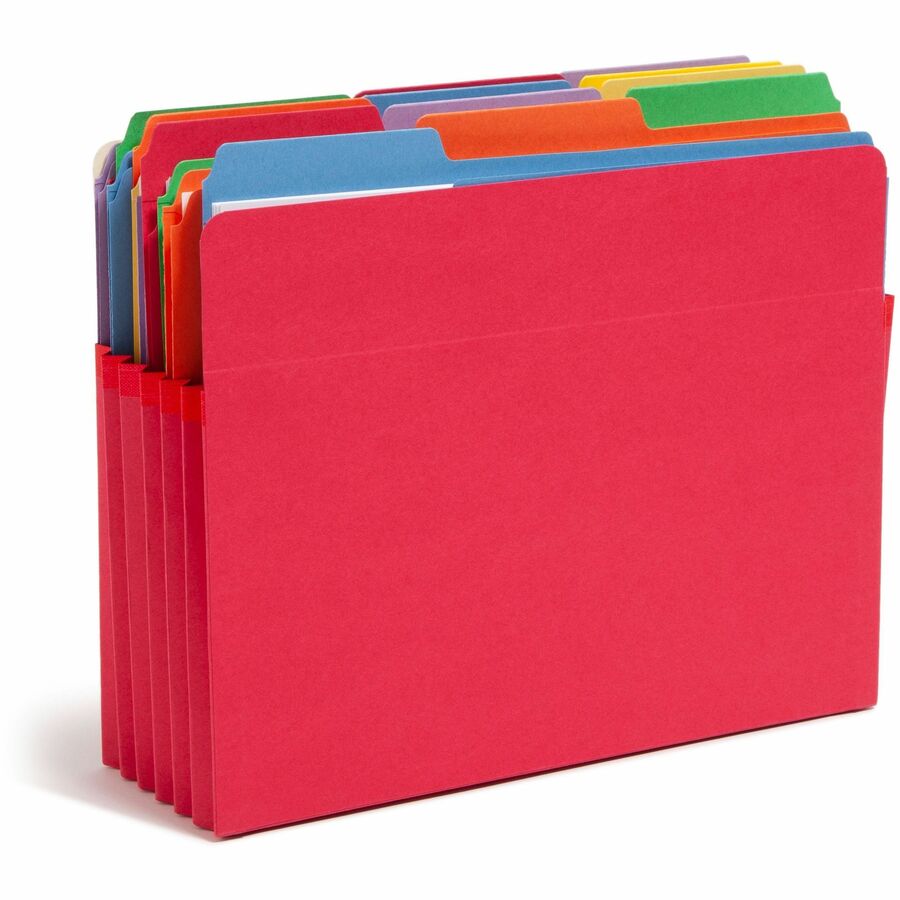 Smead Straight Tab Cut Letter Recycled File Pocket - 8 1/2" x 11" - 5 1/4" Expansion - Top Tab Location - Red - Tear Resistant - 10% Recycled - 1 Each