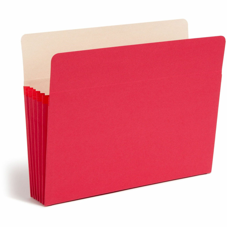 Smead Straight Tab Cut Letter Recycled File Pocket - 8 1/2" x 11" - 5 1/4" Expansion - Top Tab Location - Red - Tear Resistant - 10% Recycled - 1 Each