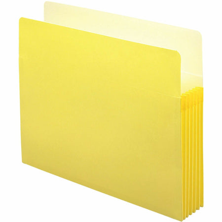Smead Straight Tab Cut Letter Recycled File Pocket - 8 1/2" x 11" - 5 1/4" Expansion - Top Tab Location - Card Stock - Yellow - Tear Resistant - 10% Recycled - 1 Each