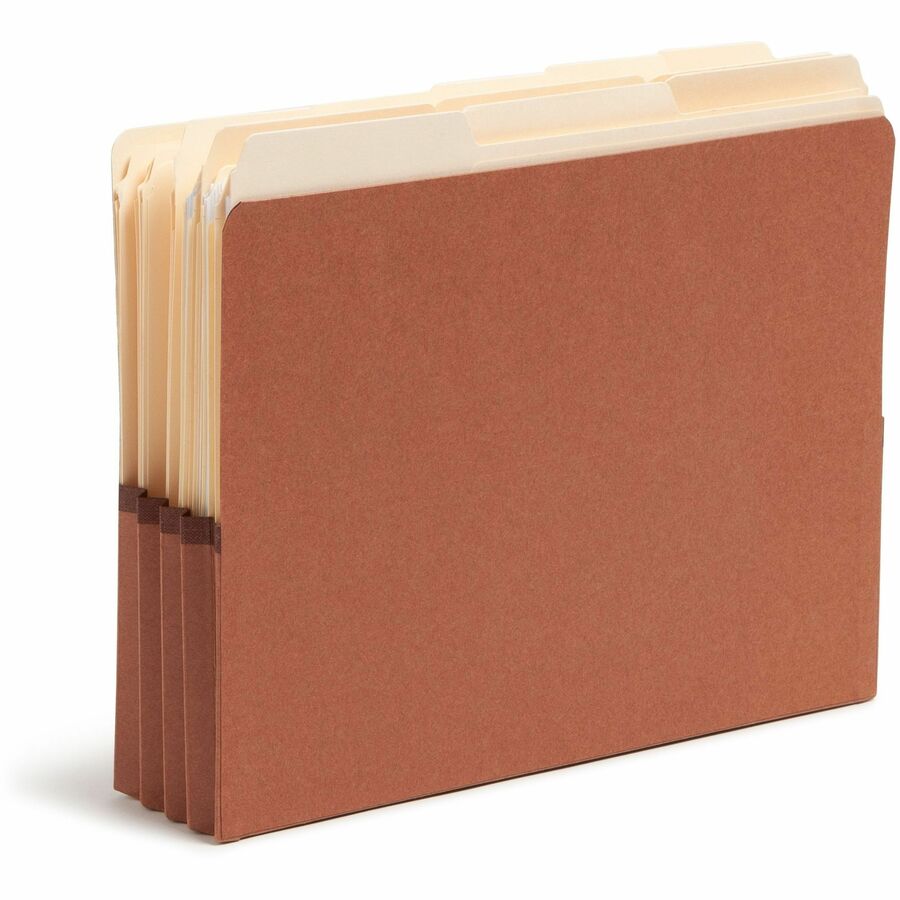 Smead Letter Recycled File Pocket - 8 1/2" x 11" - 3 1/2" Expansion - End Tab Location - Redrope - Reinforced - 30% Recycled - 10 / Box