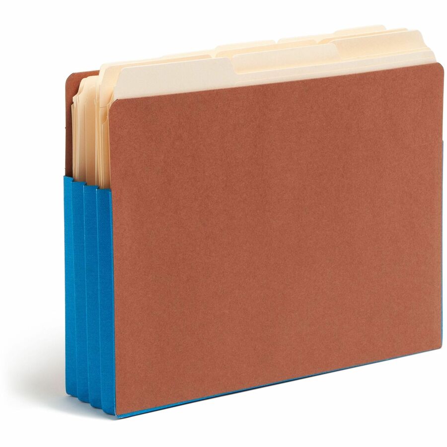 Smead Straight Tab Cut Letter Recycled File Pocket - 8 1/2" x 11" - 3 1/2" Expansion - 1 Pocket(s) - Top Tab Location - 12.5 pt. - 2 Plys - Blue - 30% Recycled - 10 / Box