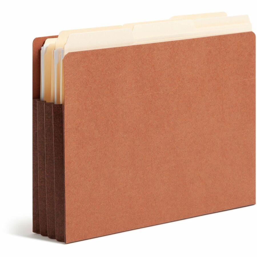Smead Straight Tab Cut Letter Recycled File Pocket - 8 1/2" x 11" - 3 1/2" Expansion - 1 Pocket(s) - Top Tab Location - 12.5 pt. - 2 Plys - Dark Brown - 30% Recycled - 10 / Box