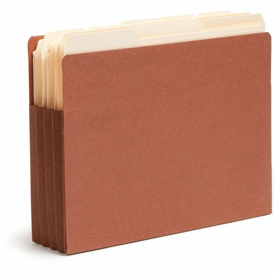 Smead TUFF Straight Tab Cut Letter Recycled File Pocket - 8 1/2" x 11" - 3 1/2" Expansion - 2 Plys - Redrope - Rip Resistant, Tear Resistant, Reinforced Tab, Heavyweight Cover - 30% Recycled - 10 / Box