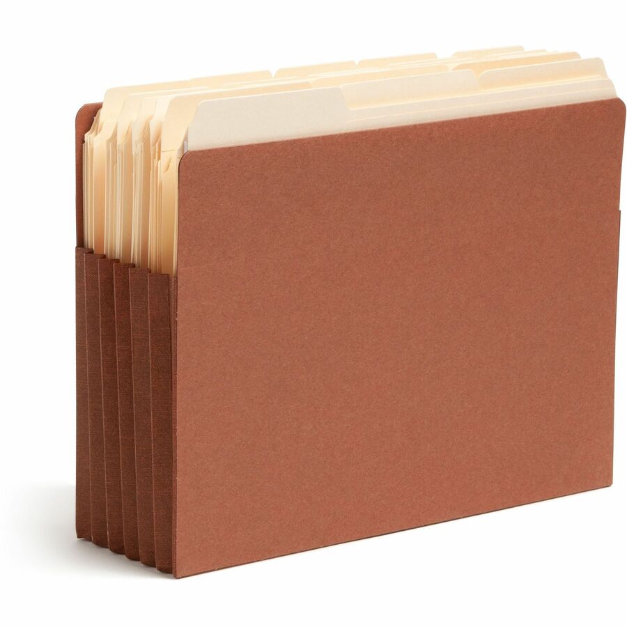 Smead TUFF Straight Tab Cut Letter Recycled File Pocket - 8 1/2" x 11" - 5 1/4" Expansion - 16.5 pt. - 2 Plys - Redrope - Rip Resistant, Tear Resistant, Reinforced Tab, Heavyweight Cover - 30% Recycled - 10 / Box