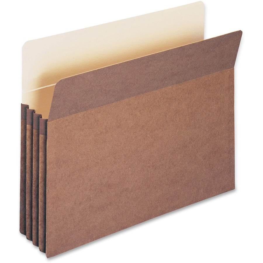 Smead Straight Tab Cut Letter Recycled File Pocket - 8 1/2" x 11" - 3 1/2" Expansion - Top Tab Location - 12.5 pt. - Redrope - Reinforced Corner, Reinforced Gusset - 30% Recycled - 50 / Box