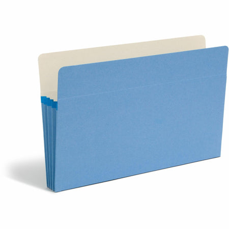 Smead Straight Tab Cut Legal Recycled File Pocket - 8 1/2" x 14" - 3 1/2" Expansion - Top Tab Location - Blue - Tear Resistant - 10% Recycled - 1 Each
