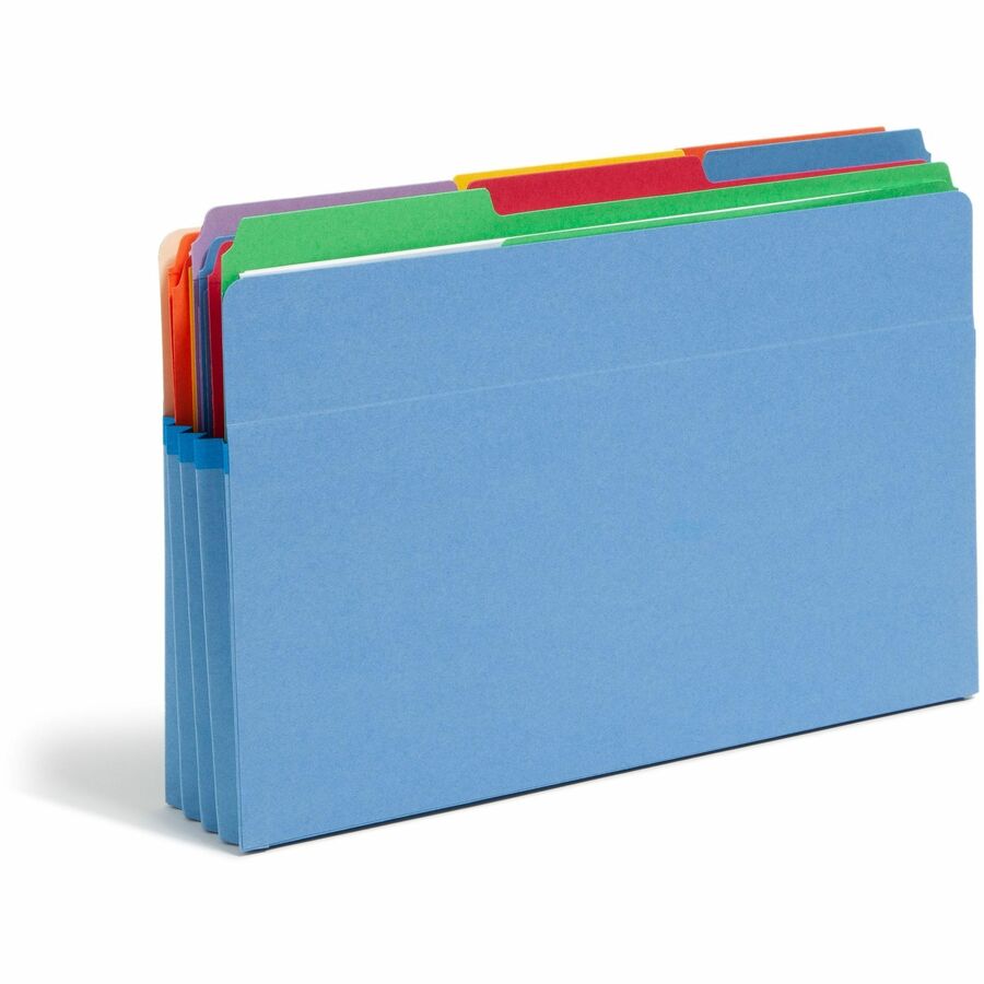 Smead Straight Tab Cut Legal Recycled File Pocket - 8 1/2" x 14" - 3 1/2" Expansion - Top Tab Location - Blue - Tear Resistant - 10% Recycled - 1 Each