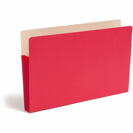 Smead Straight Tab Cut Legal Recycled File Pocket - 8 1/2" x 14" - 3 1/2" Expansion - Top Tab Location - Red - Tear Resistant - 10% Recycled - 1 Each