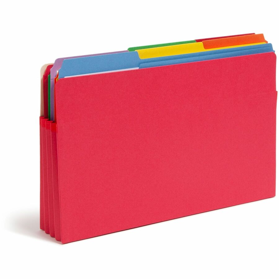 Smead Straight Tab Cut Legal Recycled File Pocket - 8 1/2" x 14" - 3 1/2" Expansion - Top Tab Location - Red - Tear Resistant - 10% Recycled - 1 Each