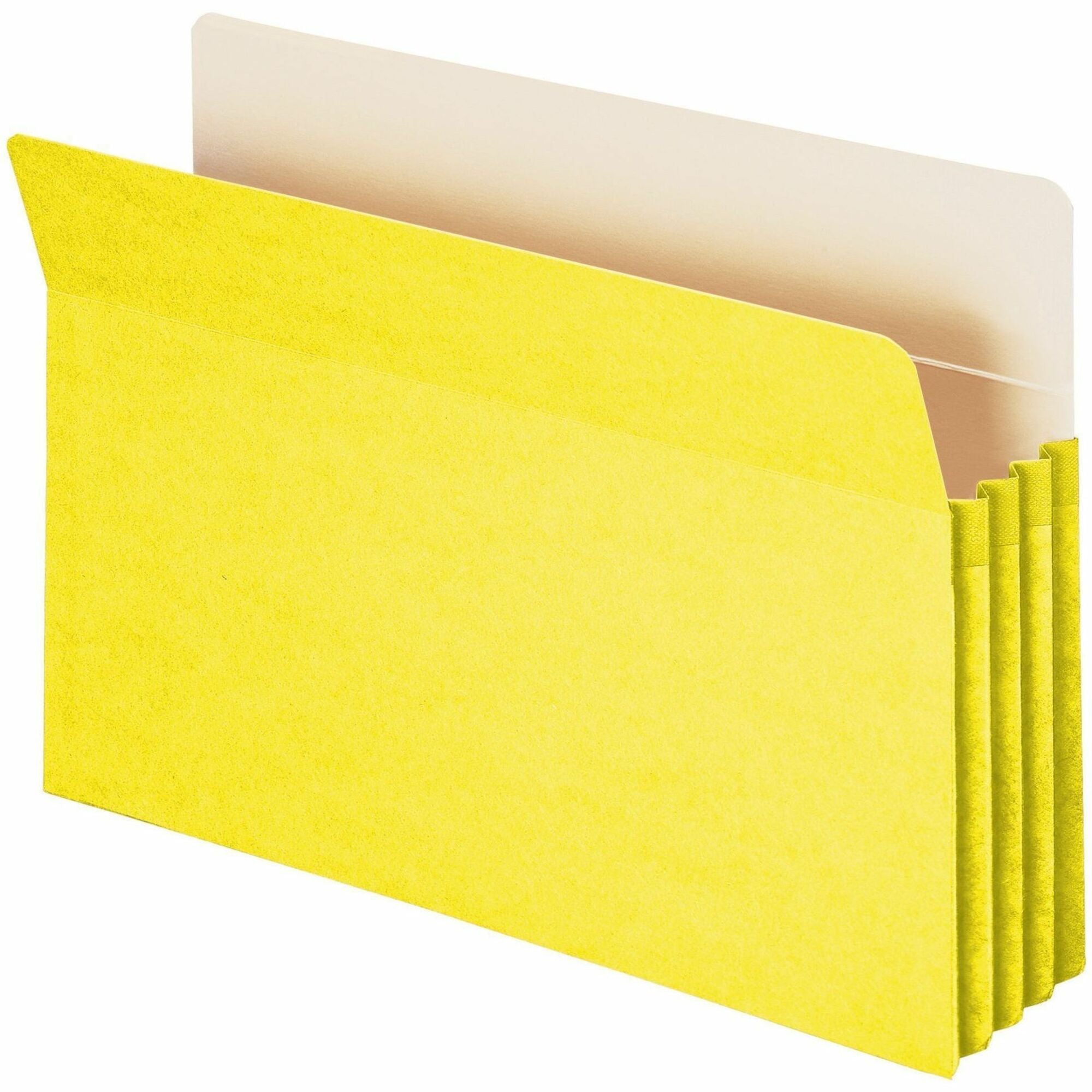 Smead Straight Tab Cut Legal Recycled File Pocket - 8 1/2" x 14" - 3 1/2" Expansion - Top Tab Location - Yellow - Tear Resistant - 10% Recycled - 1 Each