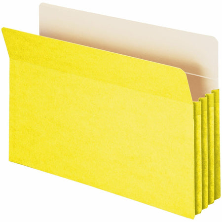 Smead Straight Tab Cut Legal Recycled File Pocket - 8 1/2" x 14" - 3 1/2" Expansion - Top Tab Location - Yellow - Tear Resistant - 10% Recycled - 1 Each