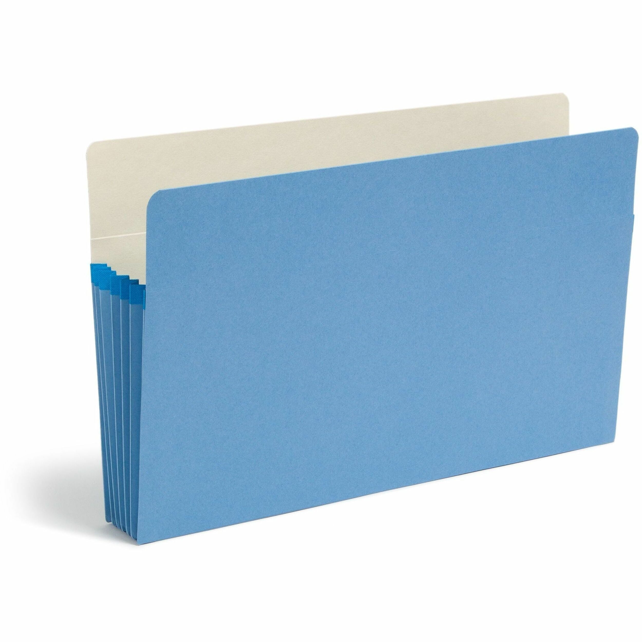 Smead Colored Straight Tab Cut Legal Recycled File Pocket - 8 1/2" x 14" - 5 1/4" Expansion - Top Tab Location - 9 pt. - Card Stock - Blue - Tear Resistant - 10% Recycled - 1 Each