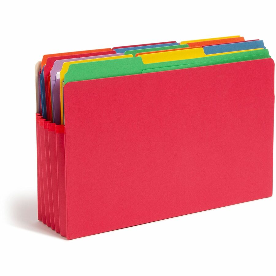 Smead Colored Straight Tab Cut Legal Recycled File Pocket - 8 1/2" x 14" - 5 1/4" Expansion - Top Tab Location - Red - Tear Resistant - 10% Recycled - 1 Each