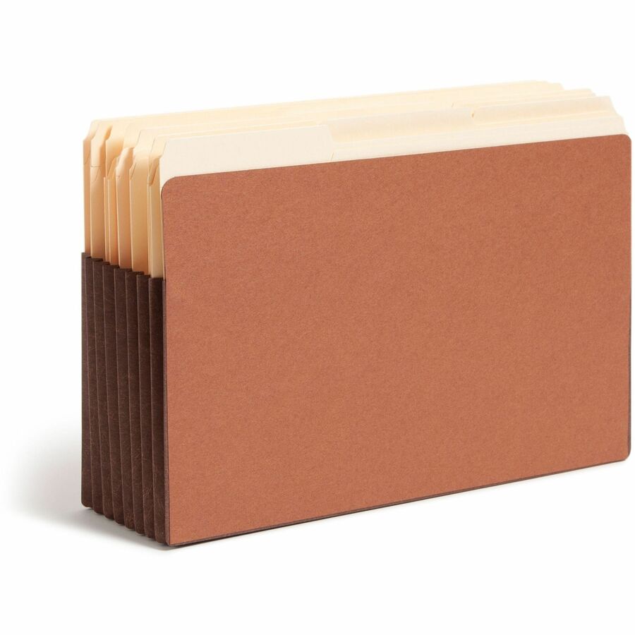 Smead TUFF Straight Tab Cut Legal Recycled File Pocket - 8 1/2" x 14" - 7" Expansion - 12.5 pt. - Redrope - Reinforced, Heavyweight Cover, Tear Resistant - 30% Recycled - 5 / Box