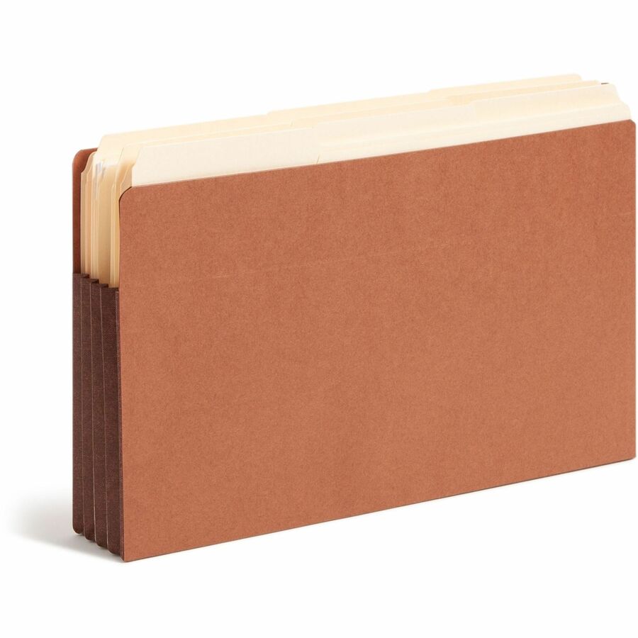 Smead Straight Tab Cut Legal Recycled File Pocket - 8 1/2" x 14" - 3 1/2" Expansion - 1 Pocket(s) - End Tab Location - Top Tab Position - 2 Plys - Dark Brown - 30% Recycled - 10 / Box