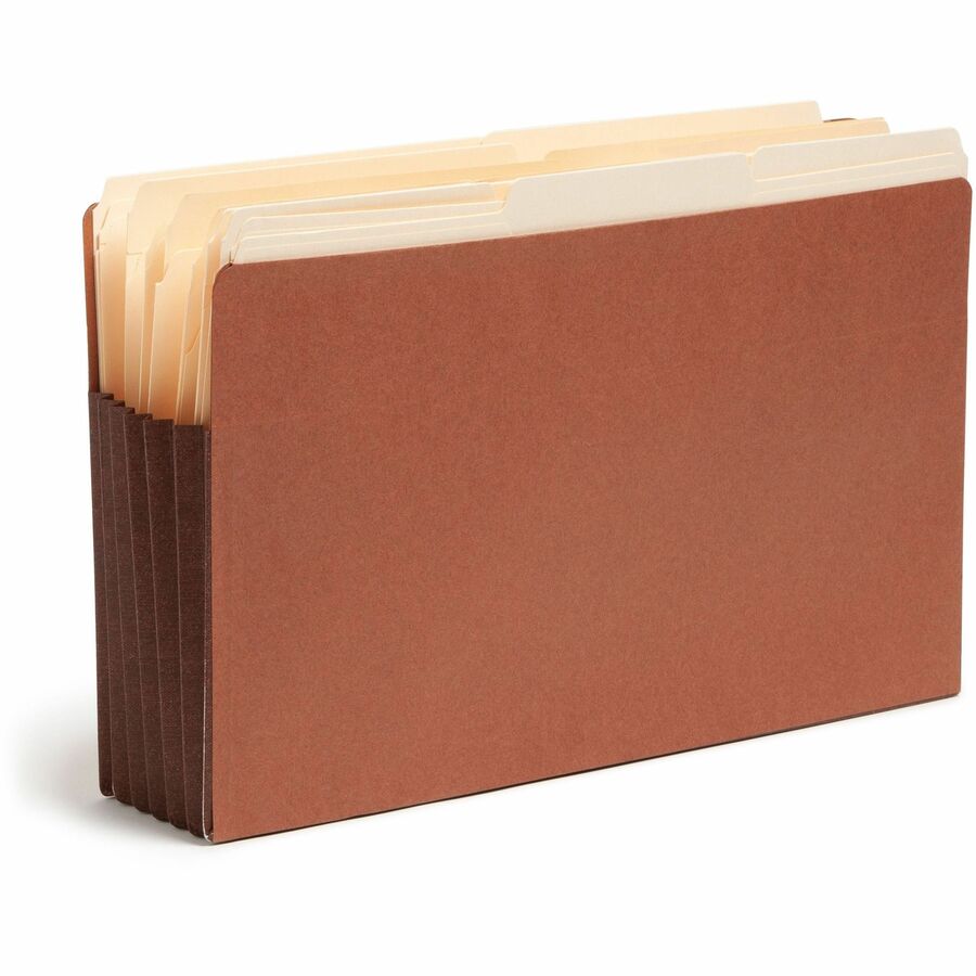 Smead Straight Tab Cut Legal Recycled File Pocket - 8 1/2" x 14" - 5 1/4" Expansion - End Tab Location - 12.5 pt. - 2 Plys - Dark Brown - Embossed - 30% Recycled - 10 / Box
