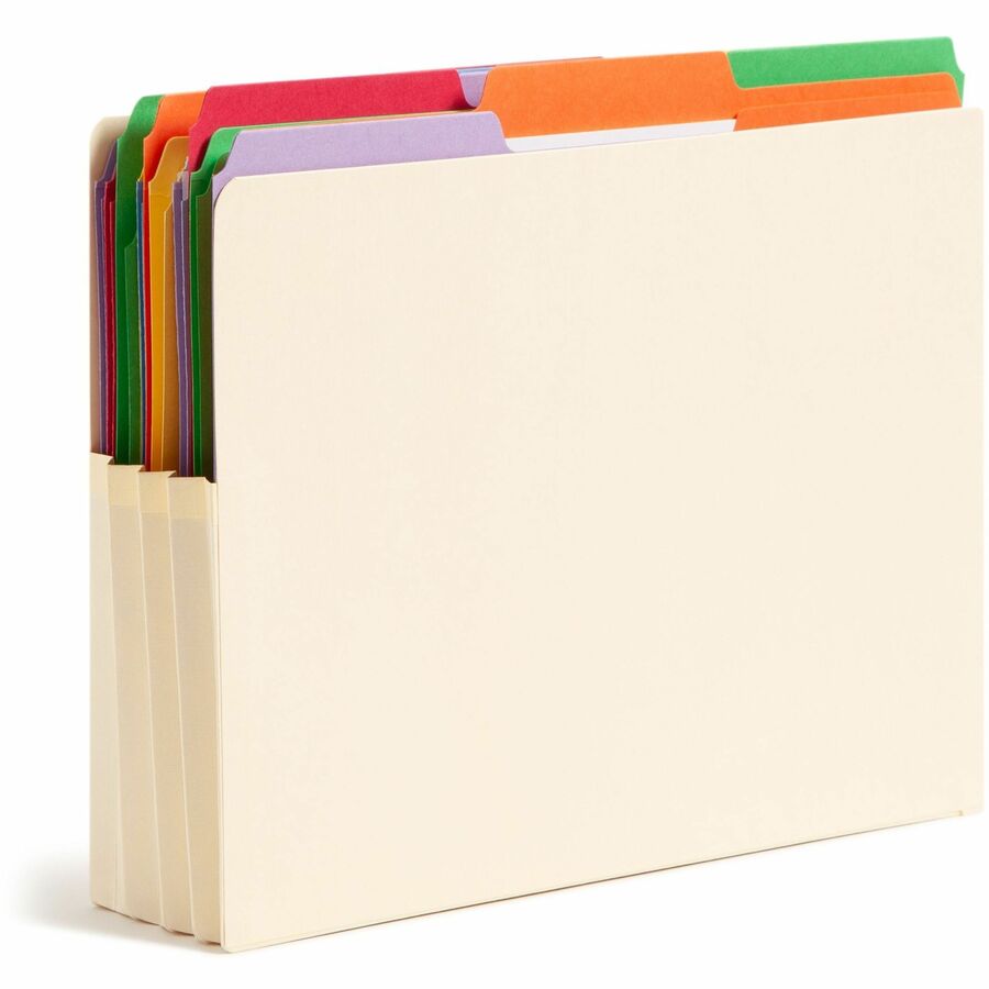 Smead Straight Tab Cut Letter Recycled File Pocket - 8 1/2" x 11" - 3 1/2" Expansion - 2 Plys - Manila - Embossed - 10% Recycled - 25 / Box