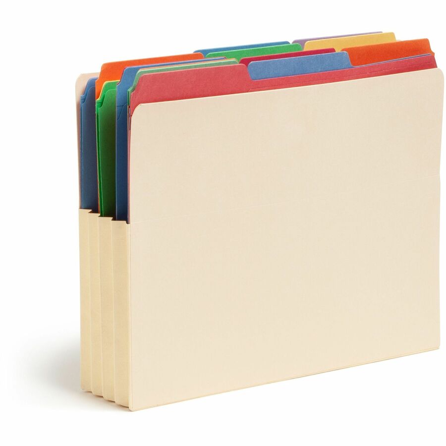 Smead Straight Tab Cut Letter Recycled File Pocket - 8 1/2" x 11" - 3 1/2" Expansion - 2 Plys - Manila - Manila - Reinforced Gusset - 10% Recycled - 10 / Box