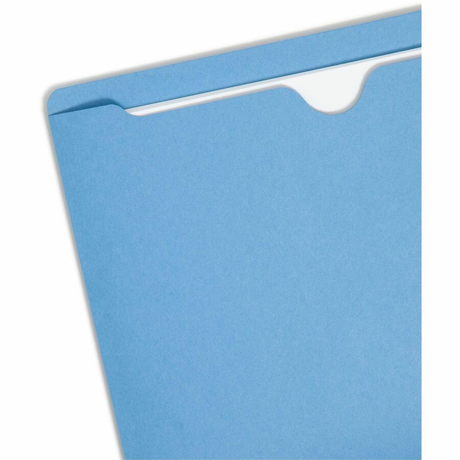 Smead Colored Straight Tab Cut Letter Recycled File Jacket - 8 1/2" x 11" - 11 pt. - 2 Plys - Blue - Slip Resistant, Reinforced Tab - 10% Recycled - 100 / Box