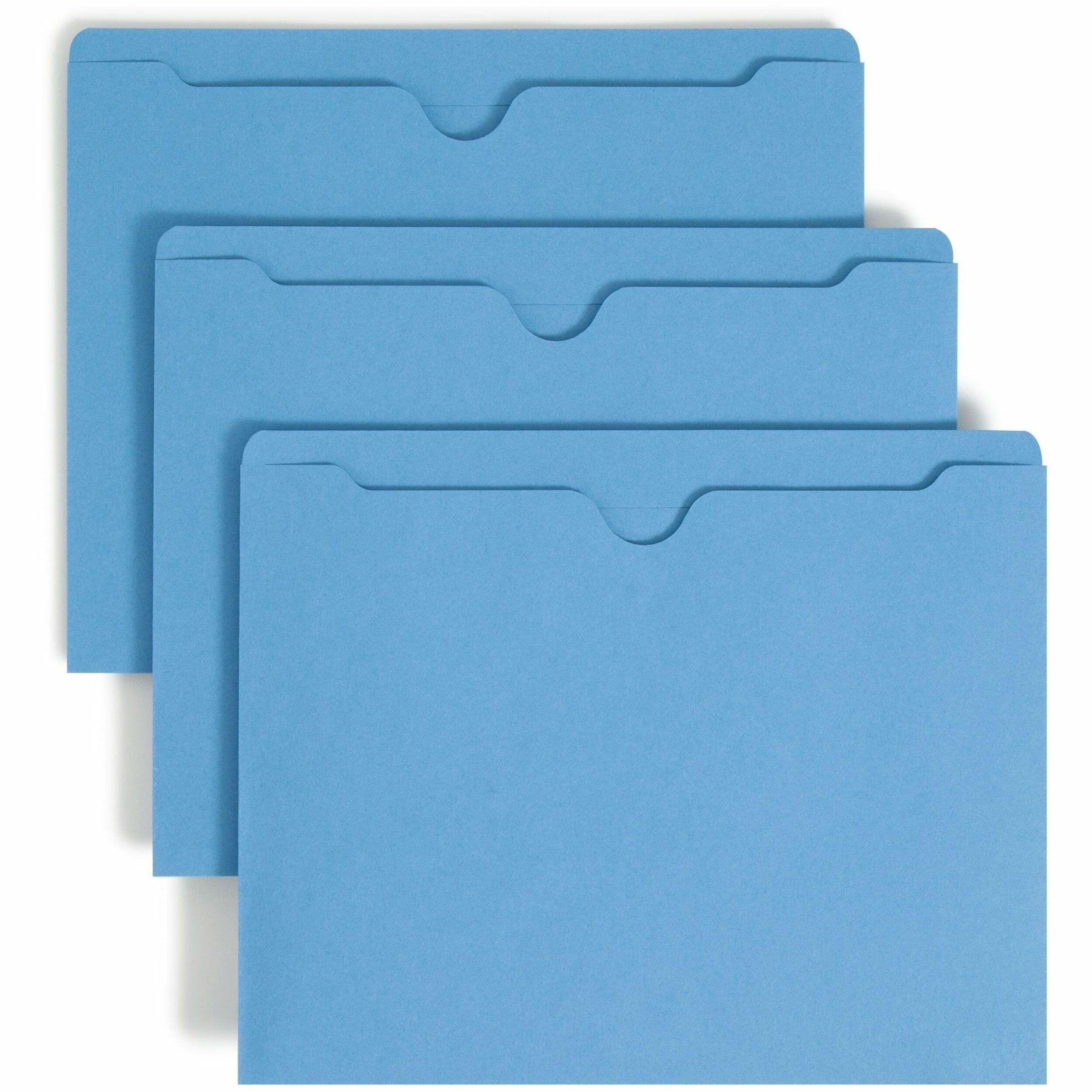 Smead Colored Straight Tab Cut Letter Recycled File Jacket - 8 1/2" x 11" - 11 pt. - 2 Plys - Blue - Slip Resistant, Reinforced Tab - 10% Recycled - 100 / Box