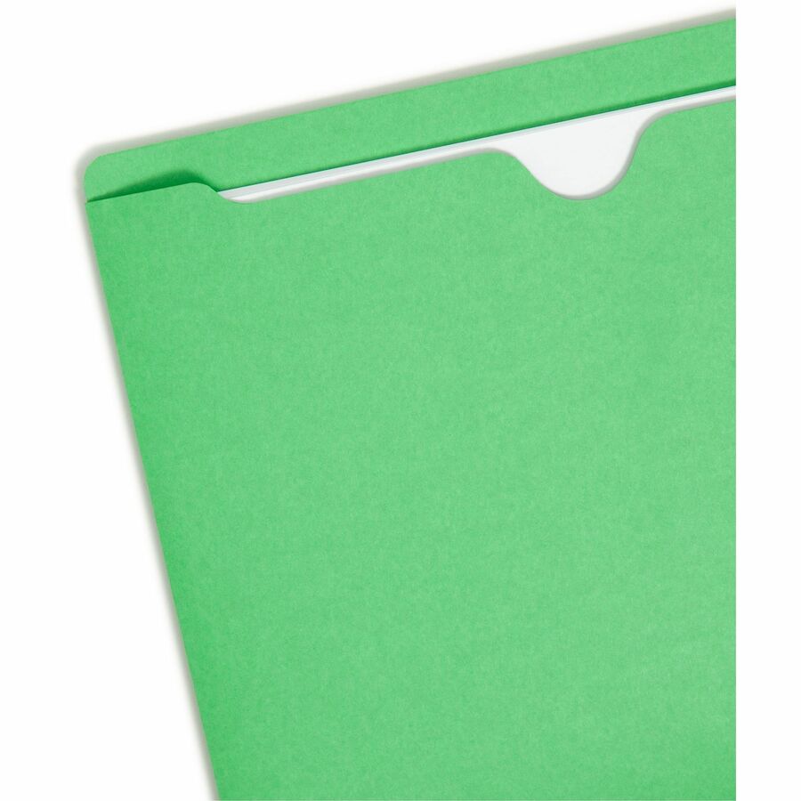 Smead Colored Straight Tab Cut Letter Recycled File Jacket - 8 1/2" x 11" - 11 pt. - 2 Plys - Green - Slip Resistant, Reinforced Tab - 10% Recycled - 100 / Box