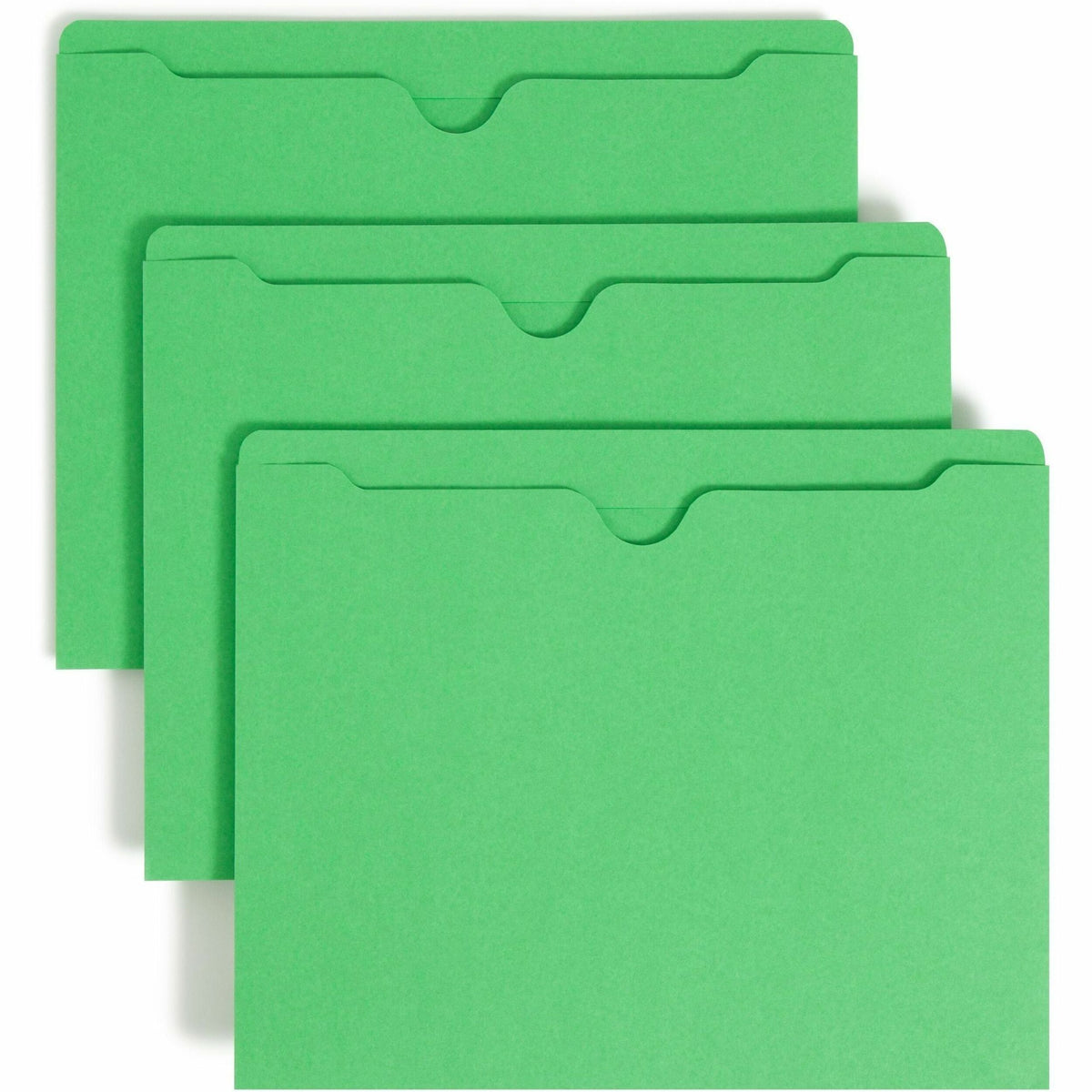 Smead Colored Straight Tab Cut Letter Recycled File Jacket - 8 1/2" x 11" - 11 pt. - 2 Plys - Green - Slip Resistant, Reinforced Tab - 10% Recycled - 100 / Box