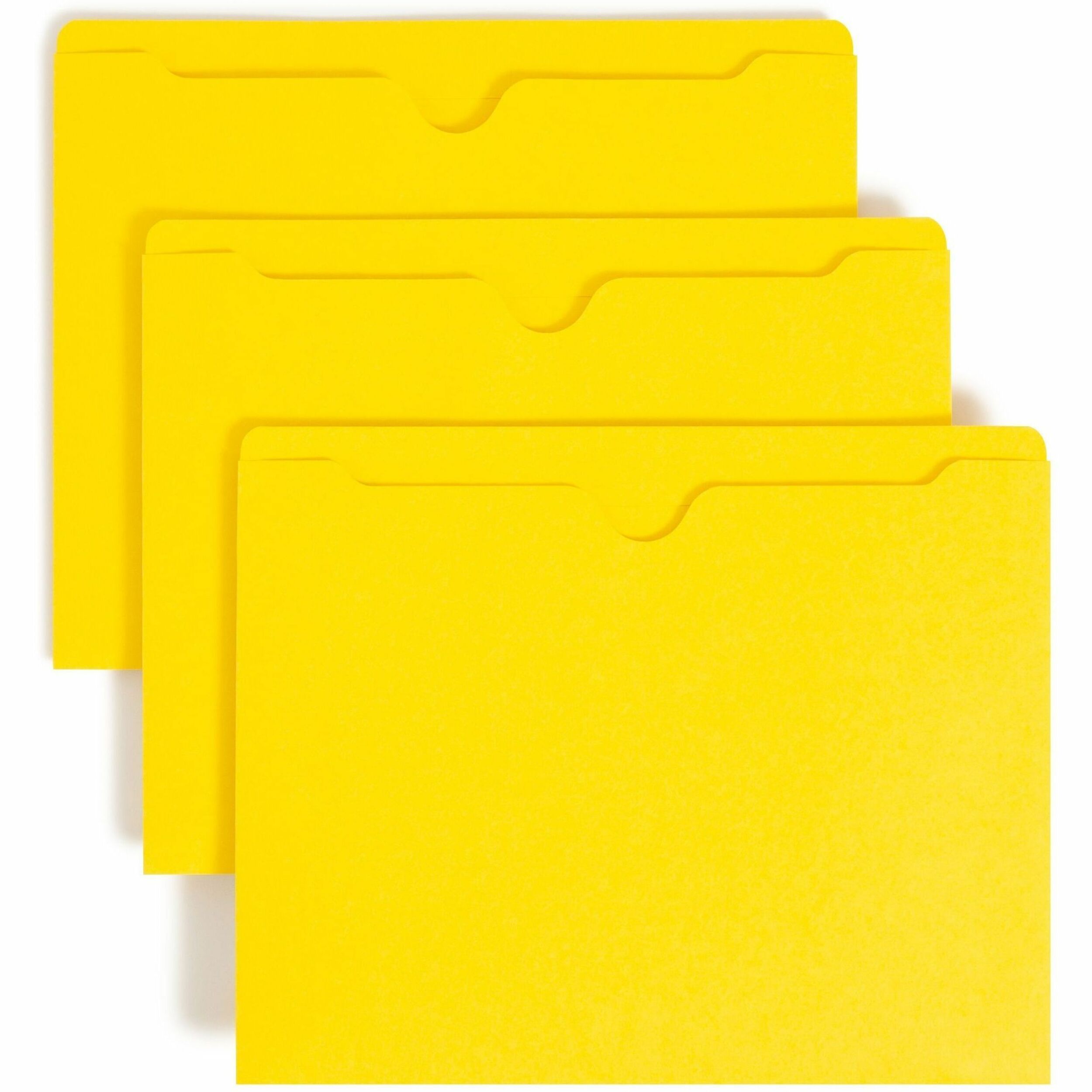 Smead Colored Straight Tab Cut Letter Recycled File Jacket - 8 1/2" x 11" - 11 pt. - 2 Plys - Yellow - Slip Resistant, Reinforced Tab - 10% Recycled - 100 / Box