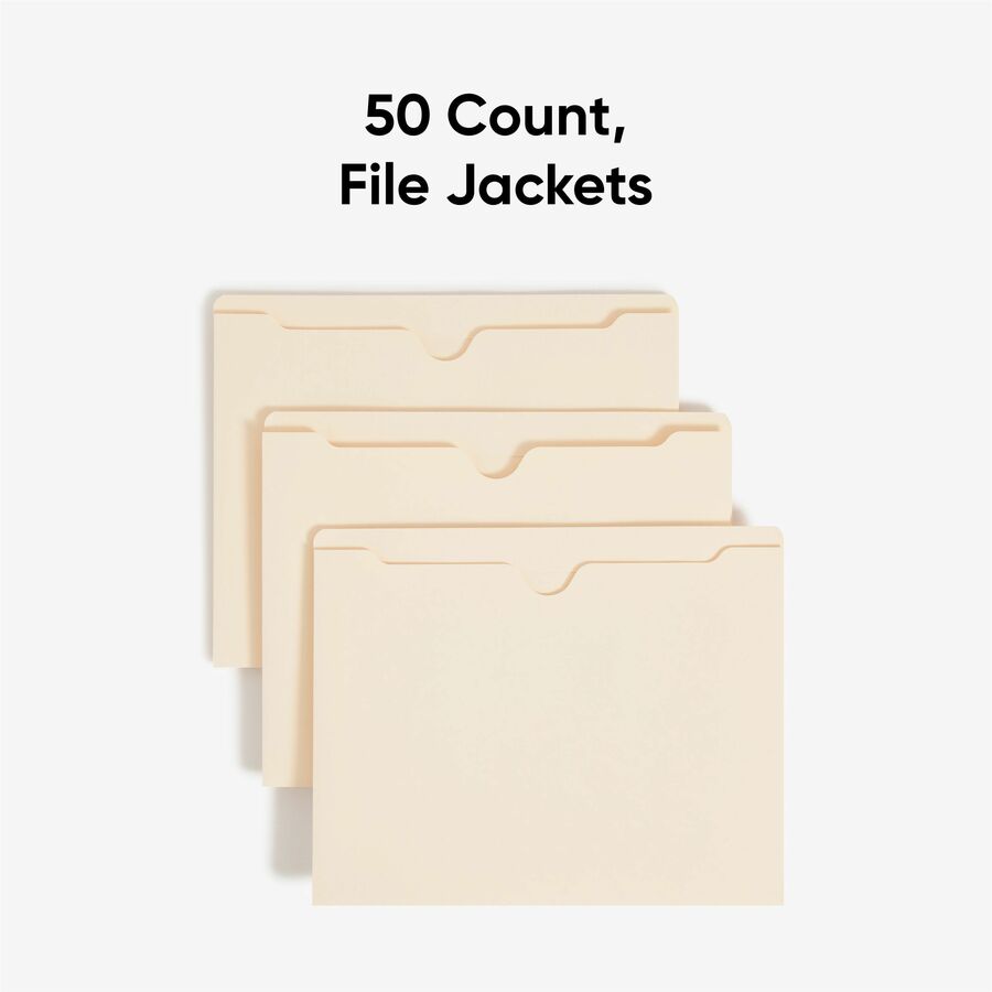 Smead Straight Tab Cut Letter Recycled File Jacket - 8 1/2" x 11" - 2" Expansion - 11 pt. - 2 Plys - Manila - Reinforced, Slip Resistant - 10% Recycled - 50 / Box