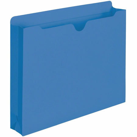 Smead Colored Straight Tab Cut Letter Recycled File Jacket - 8 1/2" x 11" - 2" Expansion - 11 pt. - 2 Plys - Blue - Slip Resistant, Reinforced Tab - 10% Recycled - 50 / Box