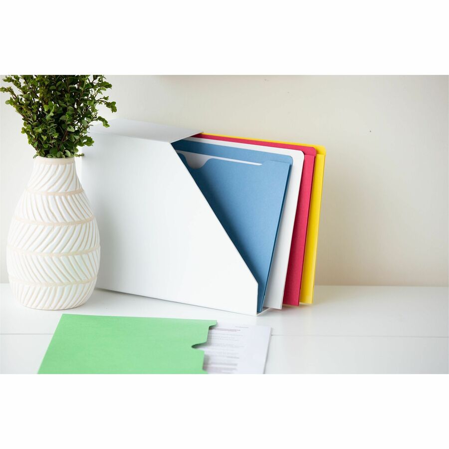 Smead Colored Straight Tab Cut Letter Recycled File Jacket - 8 1/2" x 11" - 50 Sheets Capacity - 11 pt. - 2 Plys - Blue, Green, Red, Yellow - Slip Resistant, Reinforced Tab - 10% Recycled - 100 / Box