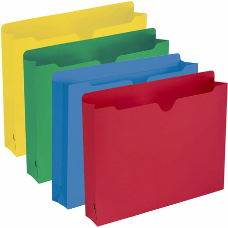 Smead Colored Straight Tab Cut Letter Recycled File Jacket - 8 1/2" x 11" - 2" Expansion - 11 pt. - 2 Plys - Blue, Green, Red, Yellow - Slip Resistant, Reinforced Tab - 10% Recycled - 50 / Box