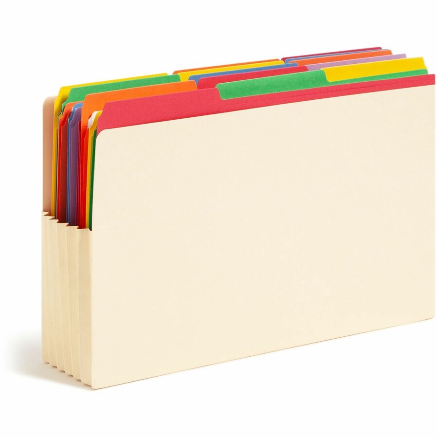 Smead Straight Tab Cut Legal Recycled File Pocket - 8 1/2" x 14" - 5 1/4" Expansion - 11 pt. - 2 Plys - Manila - Reinforced Gusset, Embossed - 10% Recycled - 10 / Box