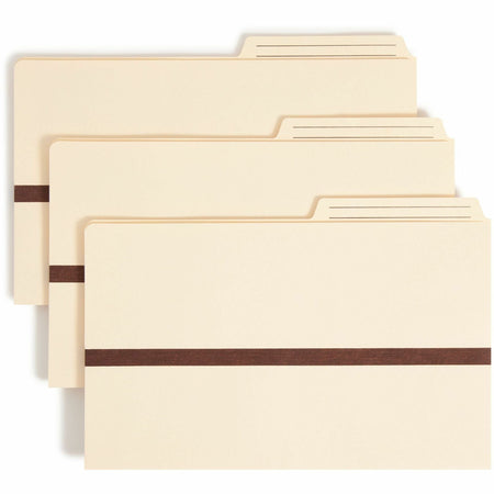 Smead 2/5 Tab Cut Legal Recycled File Pocket - 8 1/2" x 14" - 1" Expansion - Top Tab Location - Right Tab Position - 11 pt. - 1 Plys - Manila - Heavyweight Cover - 10% Recycled - 1 Each