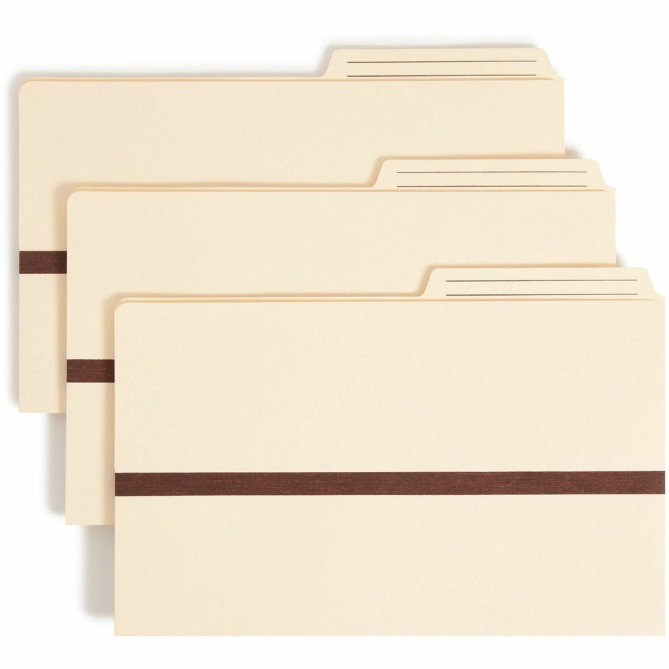 Smead 2/5 Tab Cut Legal Recycled File Pocket - 8 1/2" x 14" - 1" Expansion - Top Tab Location - Right Tab Position - 11 pt. - 1 Plys - Manila - Heavyweight Cover - 10% Recycled - 1 Each