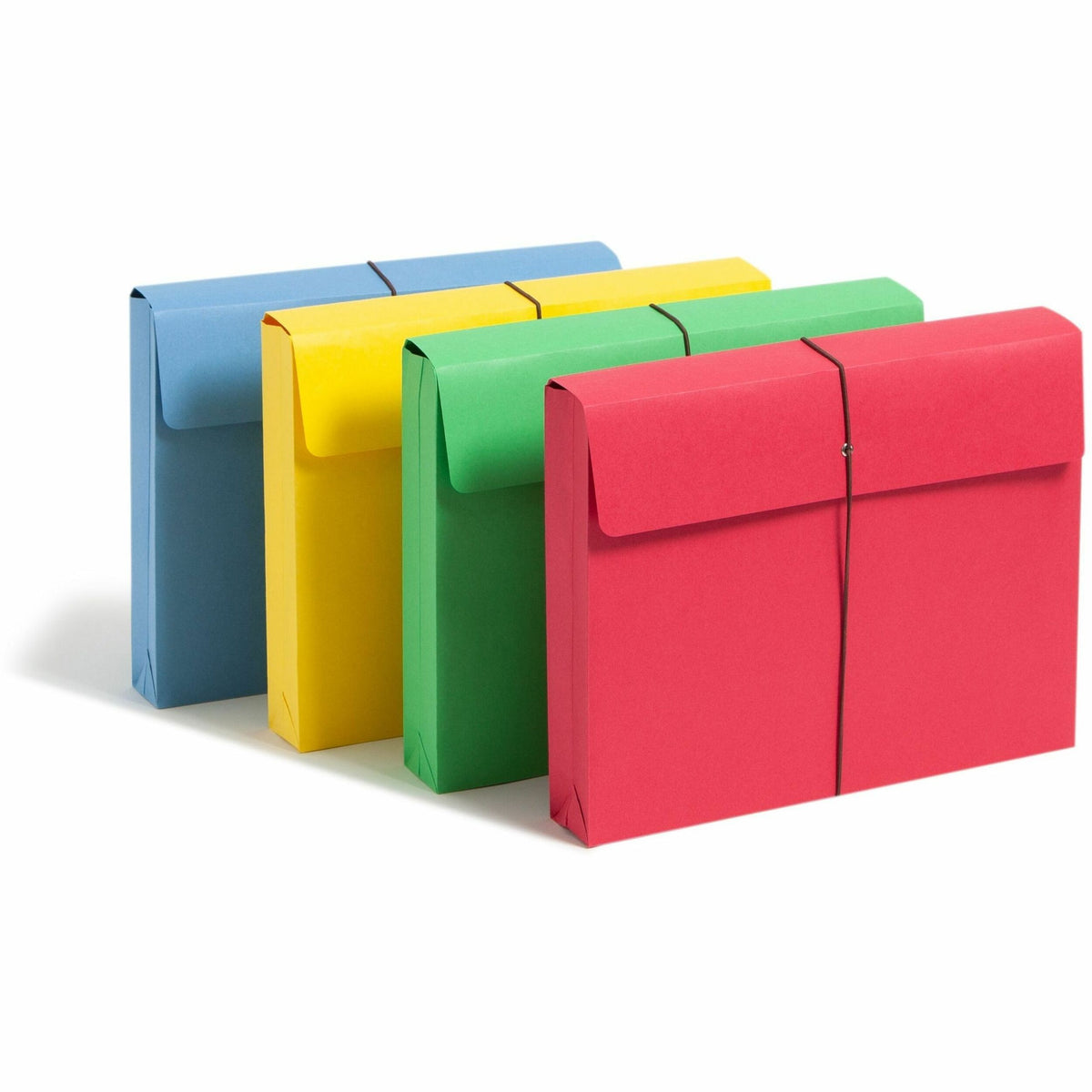 Smead Recycled File Wallet - 11 3/4" x 9 1/2" - 2" Expansion - 11 pt. - Blue, Green, Red, Yellow - Elastic Closure, Heavy Duty, Flap Closure - 10% Recycled - 50 / Box