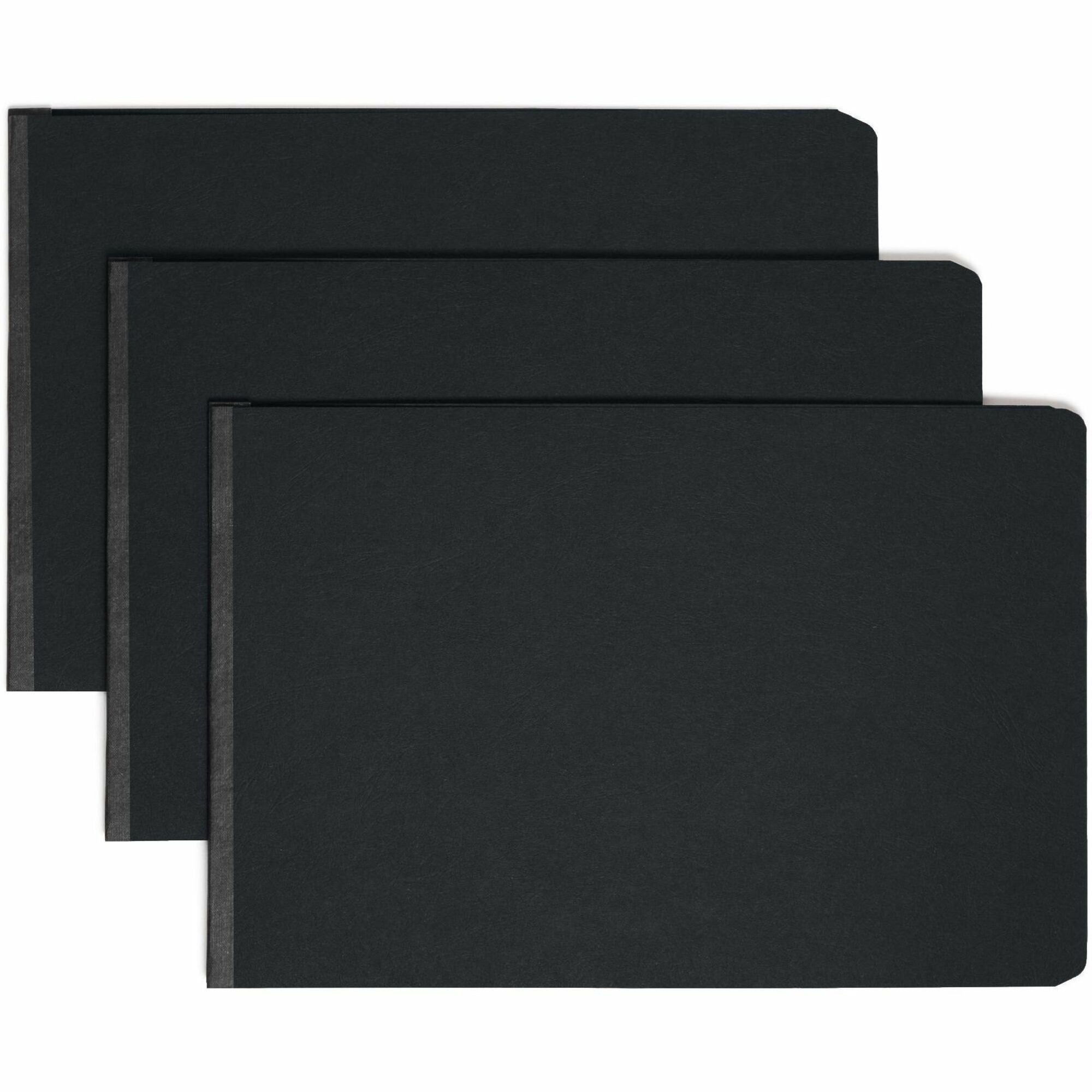 Smead Premium Pressboard Ledger Recycled Fastener Folder - 11" x 17" - 3" Expansion - 1 Fastener(s) - 3" for Folder - 25 pt. - Pressboard - Black - Reinforced Hinge, Heavy Duty, Moisture Resistant, Stain Resistant, Rounded Corner - 100% Recycled - 1 Each